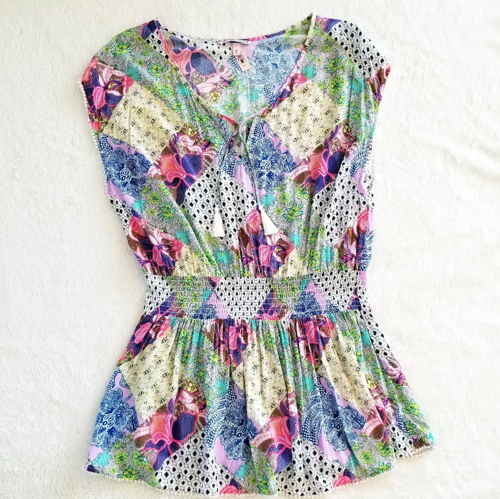 Victoria's Secret Vintage Patchwork Swim Cover-up Skirt Dress NWT Summer Beach - Picture 11 of 13